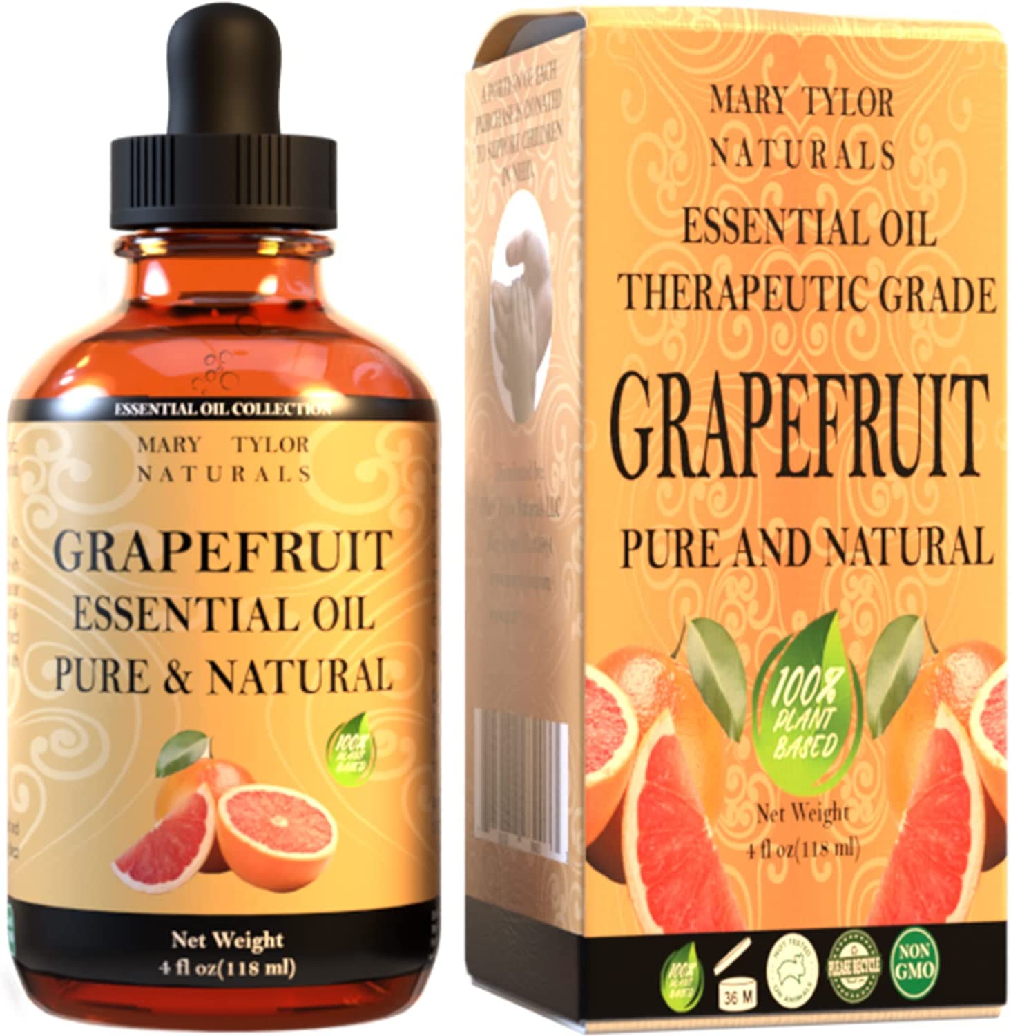 Mary Tylor Naturals USDA Certified Organic Grapefruit Essential Oil, 4-Ounce