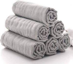 Mukin Natural Muslin Cotton Washcloths, 6-Pack