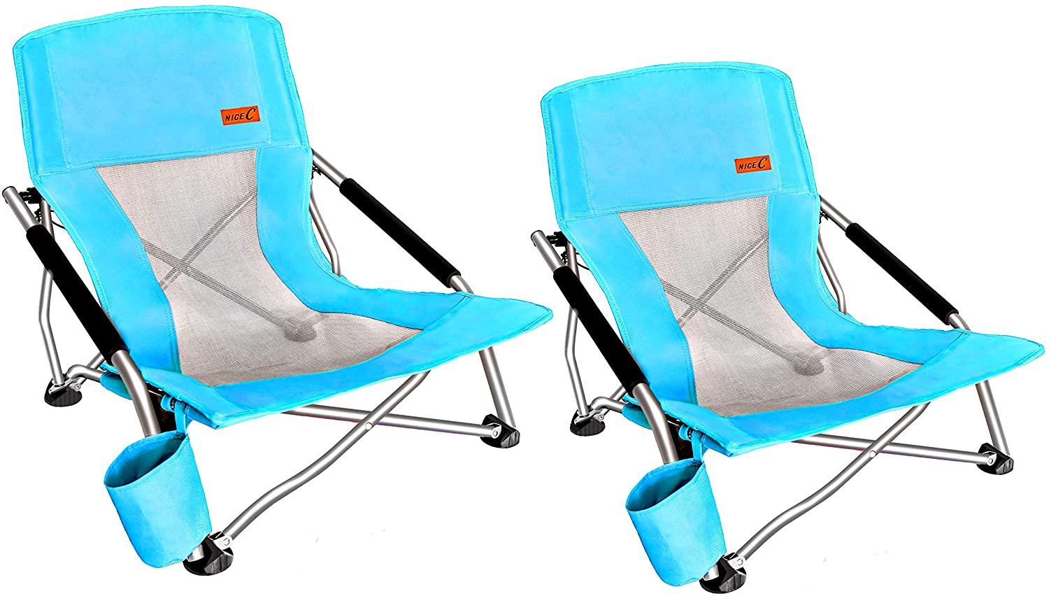 Nice C Industrial Grade Low Foldable Beach Chairs, 2-Piece