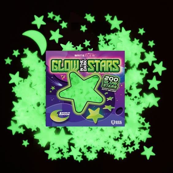 OIG Brands Plastic Glow In The Dark Stars, 200-Piece