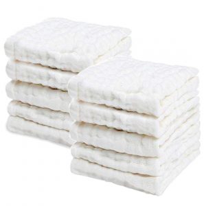PPOGOO Delicate Skin Muslin Washcloths, 10-Pack