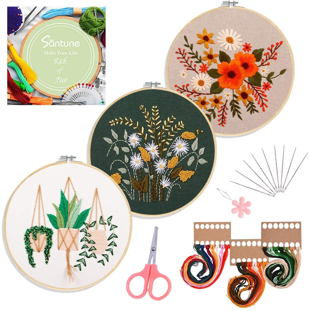 Pick 3 Complete Kits beginner embroidery pattern DIY craft kit Embroidery Kit Bundle