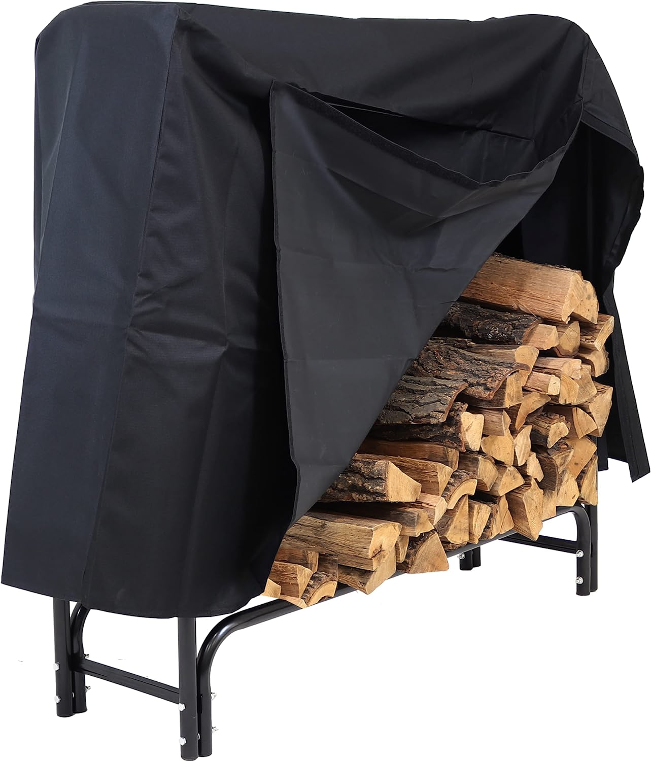 Sunnydaze Decor Rust Resistant Firewood Rack & Cover, 4-Foot