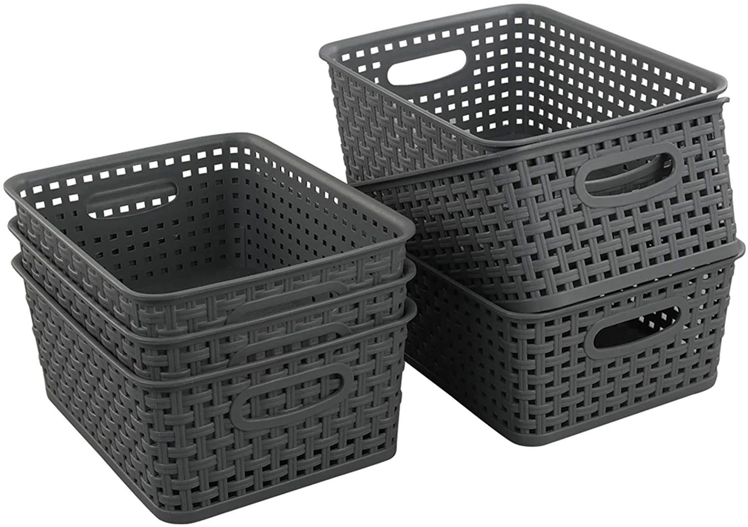 Teyyvn Plastic Linen Closet Organizer Storage Basket, 6-Pack