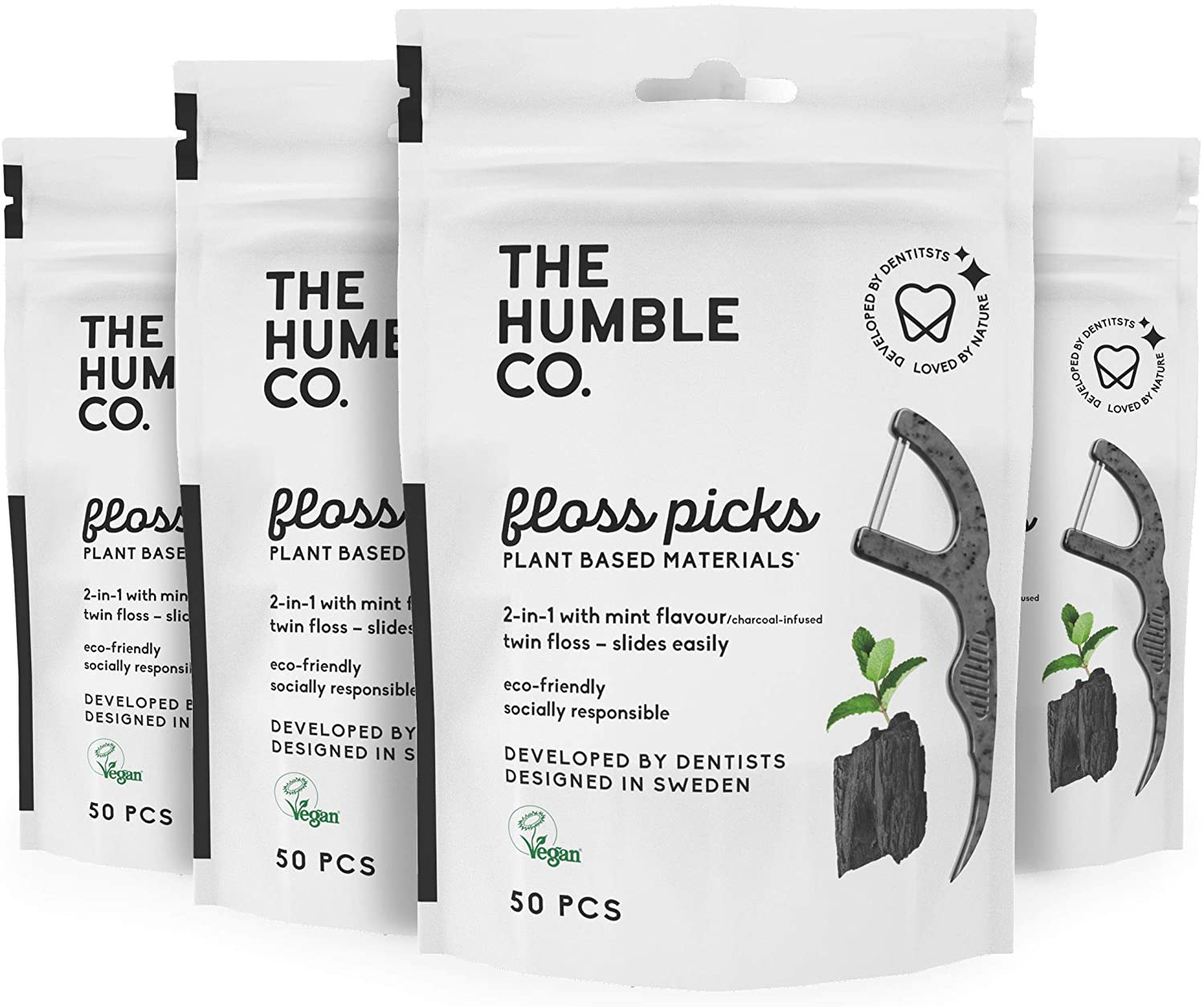 The Humble Co. Natural Vegan Tooth Floss Picks, 200-Count