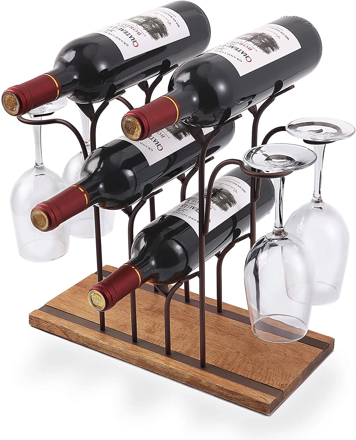 ALLCENER Classic Space Saving Wine Rack, 4-Bottle