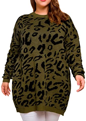 Allegrace Cotton Animal Print Women’s Plus Size Sweater