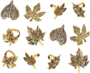 Alpha Living Home Harvest Leaf Napkin Rings, 12-Piece