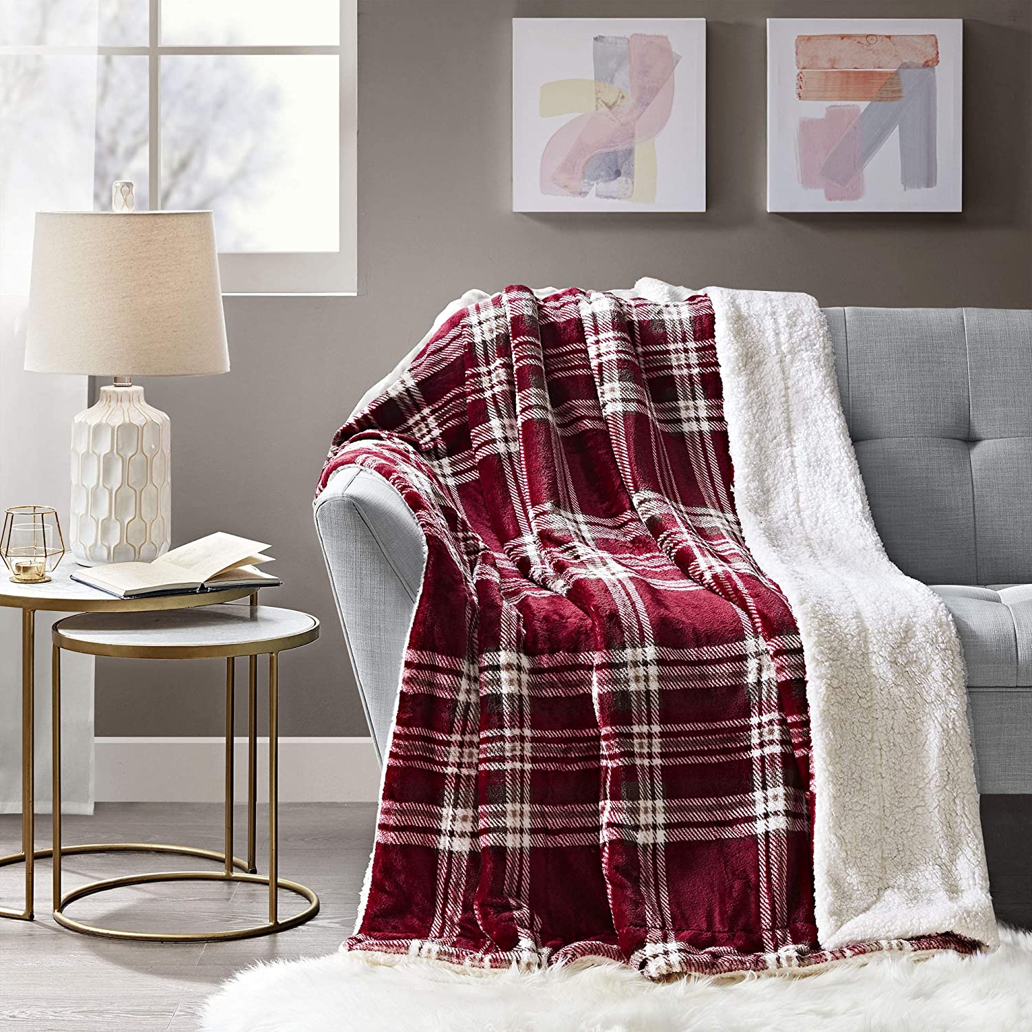 Comfort Spaces Fuzzy Sherpa Fleece Cozy Blanket