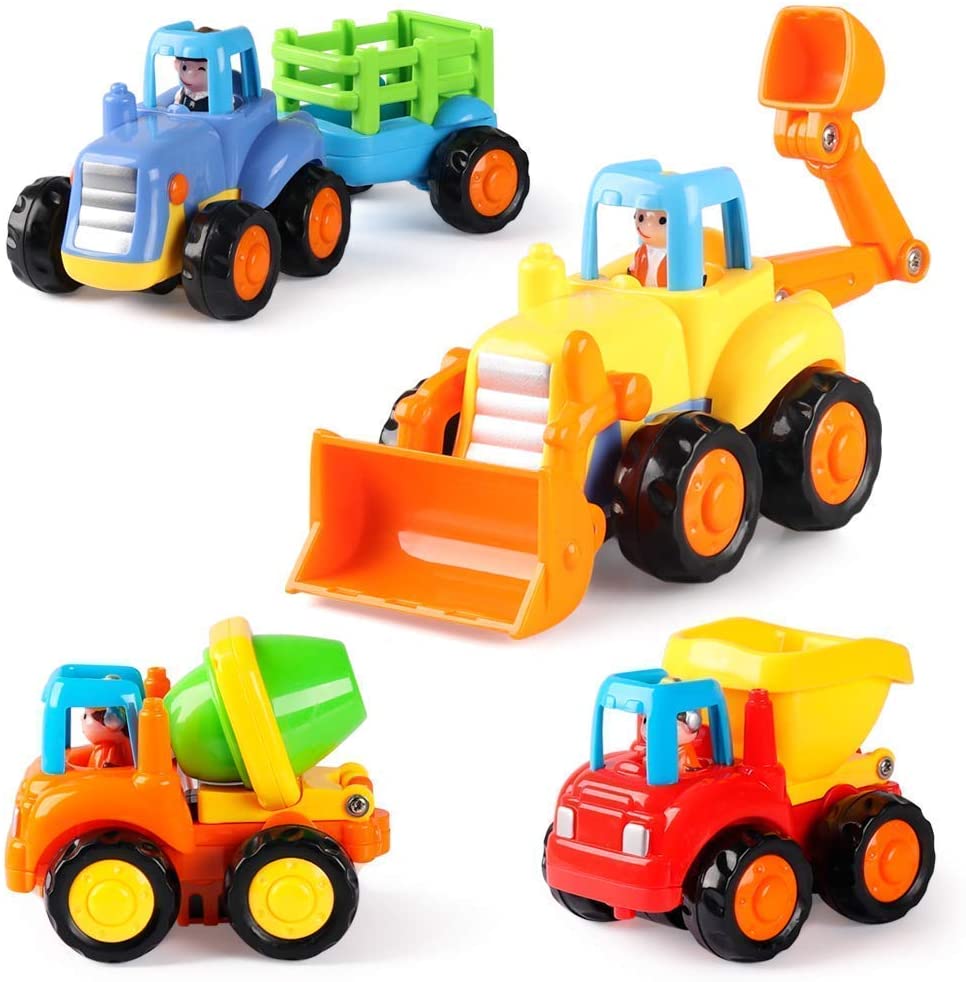 Coogam Child-Safe Trucks For 2-Year-Old Boys, 4-Pack