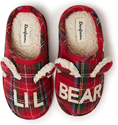 Dearfoams Plaid Lil Bear Toddler Slippers