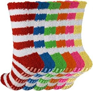 Debra Weitzner Anti-Slip Fuzzy Socks For Women, 6-Pack