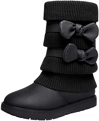 DREAM PAIRS Bow Girls’ Black Boots