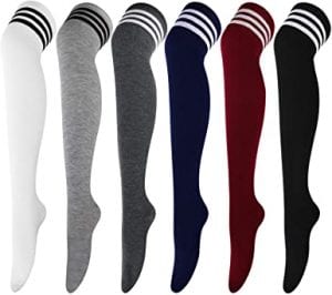 DRESHOW Cotton & Acrylic Long Socks For Women, 6-Pack