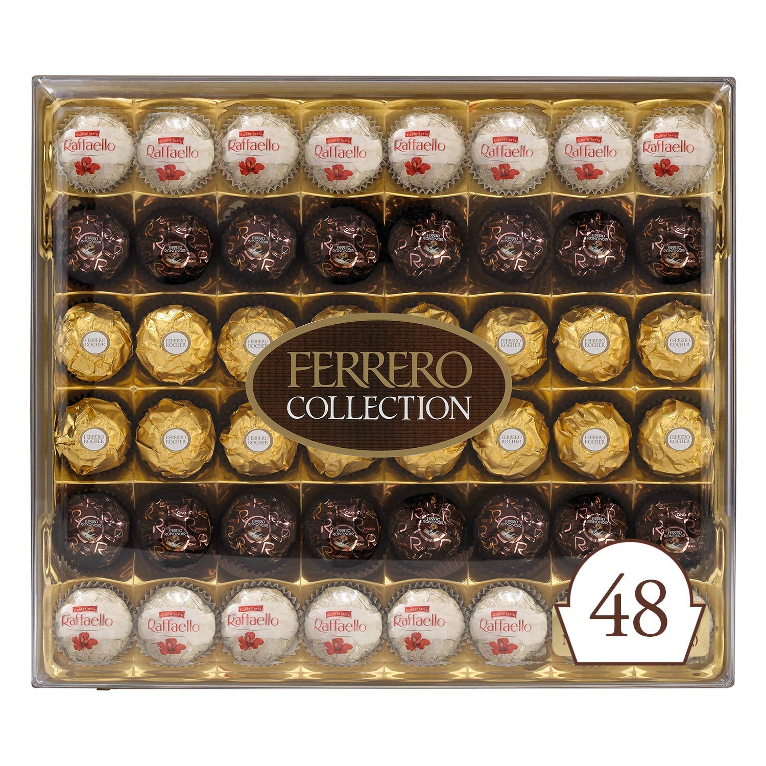 Ferrero Rocher Fine Hazelnut Milk Chocolate Box, 48-Count