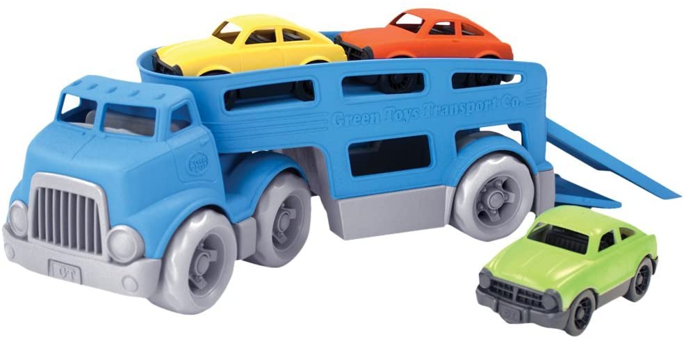 Green Toys Indoor/Outdoor Car Carrier Truck For 2-Year-Old Boys, 4-Pack