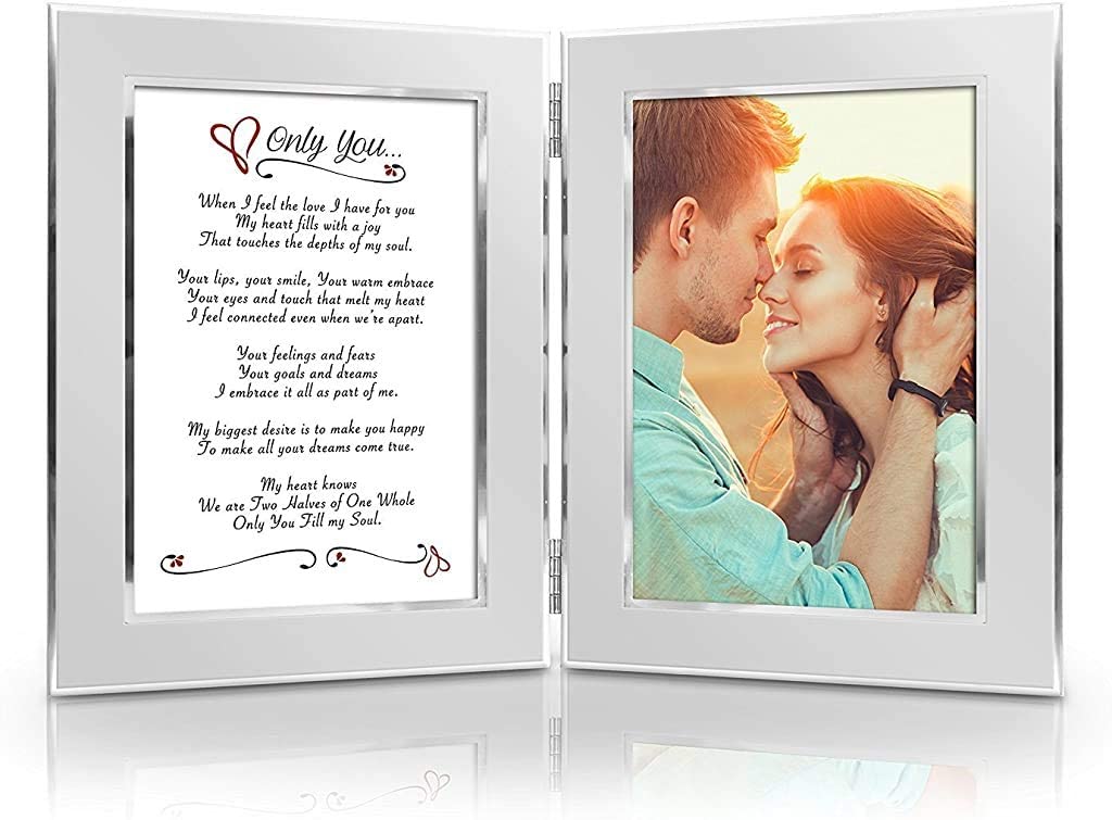 Heart To Heart Brushed Silver Double Picture Frame