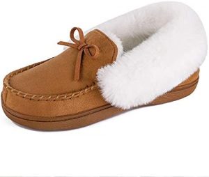 HomeIdeas EVA Cushion Lined Suede Women’s Moccasin Slippers