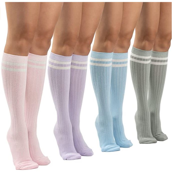 Kitsune Klothing Flexible Knee High Socks For Women, 4-Pack