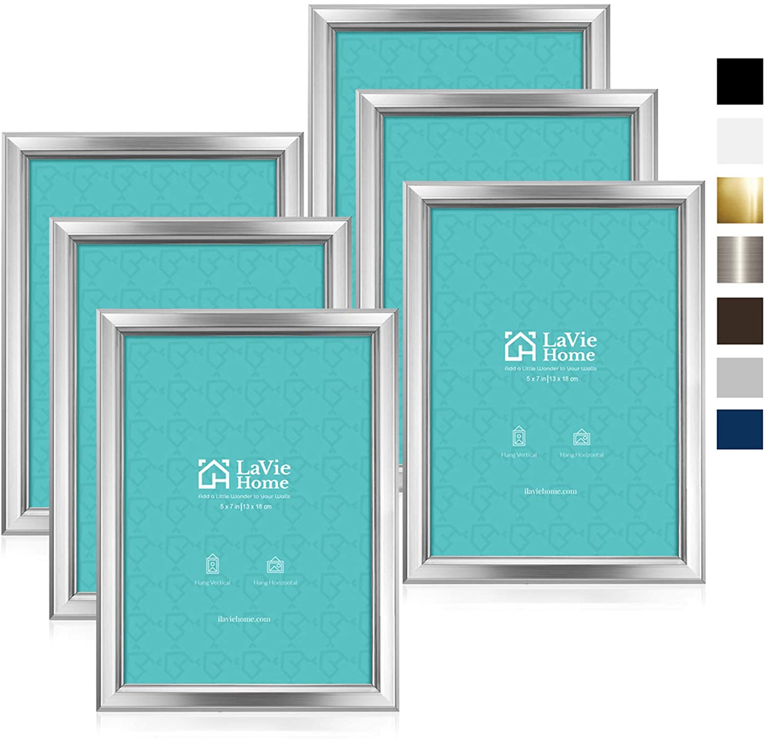 LaVie Home High Definition Glass 5 x 7 Picture Frame, 6-Pack