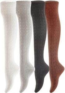 Lian LIfeStyle LW1024 Cotton Long Socks For Women, 4-Pack