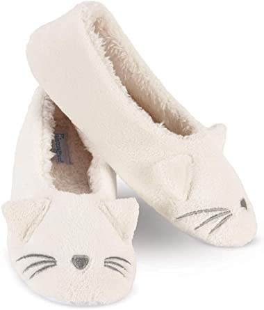PajamaGram Fleece Fabric Cat Slippers
