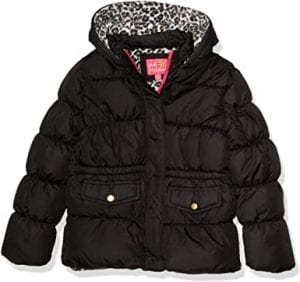 Pink Platinum Zipper Closure Puffer Coat For Girls