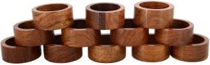 Shalinindia Handmade Wooden Napkin Rings, 12-Piece