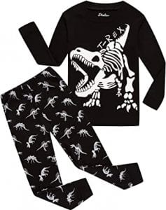 shelry Glow In Dark T-Rex Kids’ Pajamas, 2-Piece