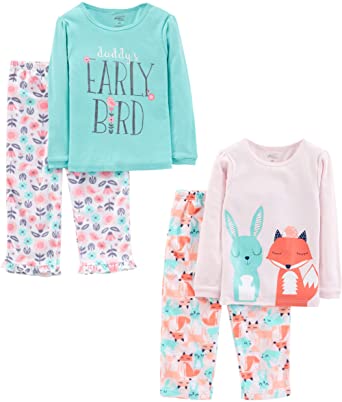 Simple Joys by Carter’s Loose Fitting Pajamas For Girls, 4-Piece