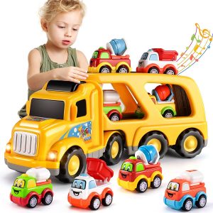 TEMI Mini Construction Push Trucks For 2-Year-Old Boys, 5-Pack