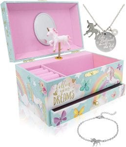 The Memory Building Company Wood Unicorn Jewelry Box For Girls