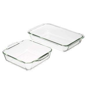 Amazon Basics Square & Oblong Glass Bakeware Set, 2-Piece