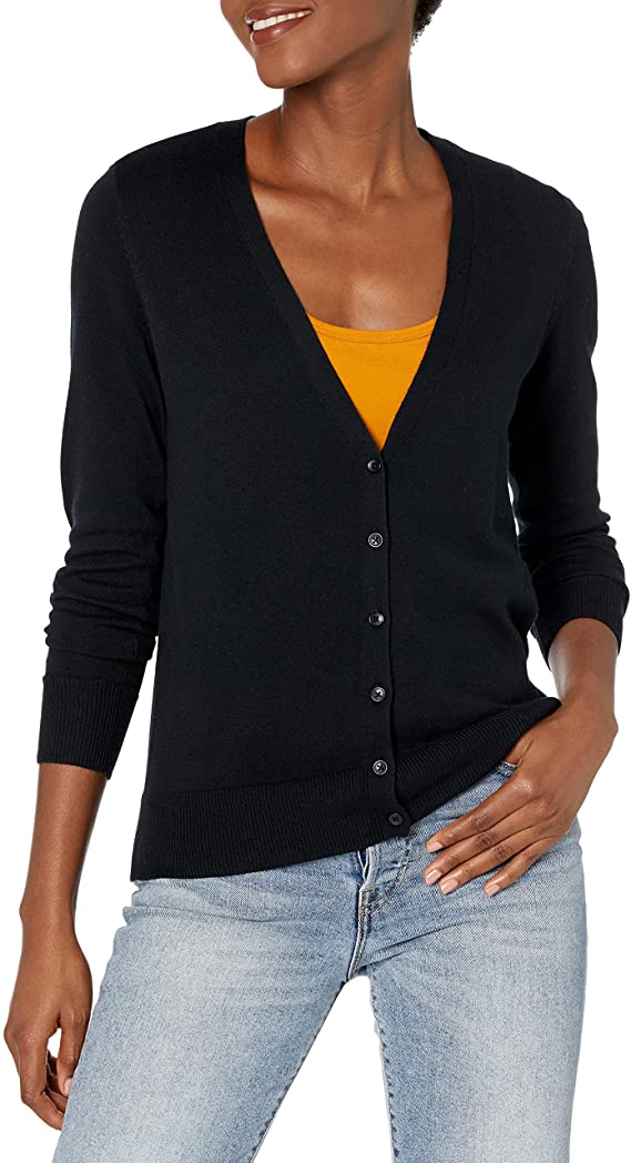 Amazon Essentials Women’s Classic Fit Long-Sleeve V-Neck Cardigan