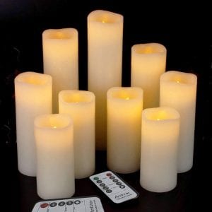Antizer Romantic Pillar Battery Operated Candles, 9-Pack