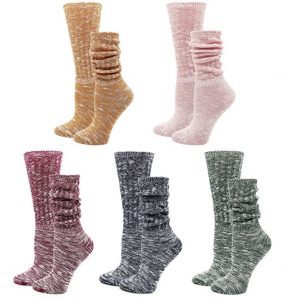 Bienvenu Women’s Vintage Style Cotton Crew Boot Socks, 5 Pairs