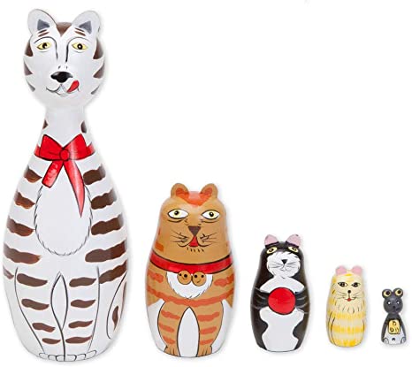 Bits & Pieces Collectible Cats Nesting Dolls, 5-Piece