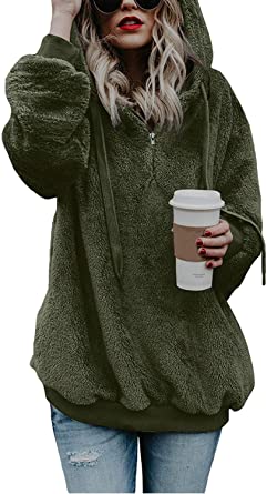 COCOLEGGINGS Women’s Sherpa Pullover Hoodie Sweatshirt