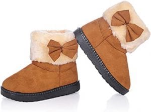 DADAWEN Bowknot Snow Boots For Toddler Girls