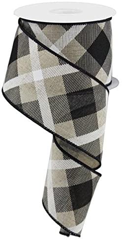 Expressions Polyester Wired Edge Plaid Ribbon, 2.5-Inch x 10-Yards