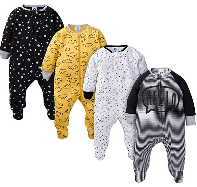Gerber Sleep ‘N Play Jersey Footie Pajamas For Kids, 4-Pack