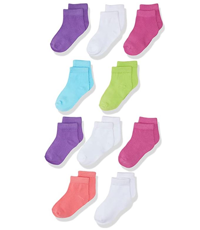 Hanes Low Reinforced Socks For Toddler Girls, 10-Pack