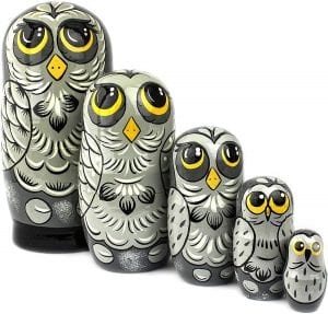 Heka Naturals Owl Russian Nesting Dolls, 5-Piece