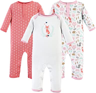 Hudson Baby Girls’ Onesie Cotton Coverall Pajamas