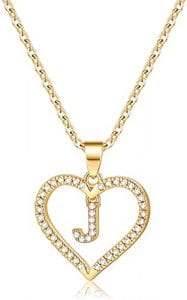 IEFSHINY 14k Gold Initials Letter Charm Necklace