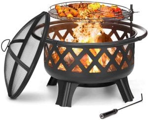 KINGSO 2-In-1 Outdoor Fire Pit & Grill, 30-Inch