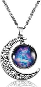 Lcbulu Galaxy Crescent Moon Pendant Necklace