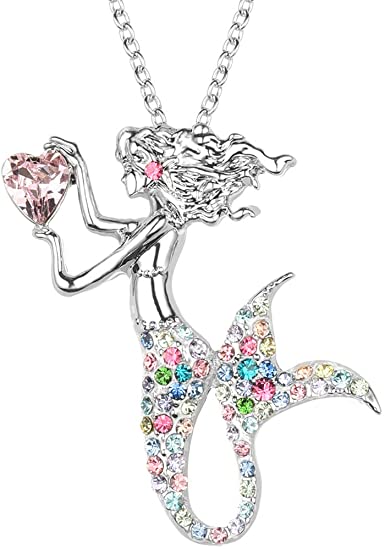 luomart Rhodium Mermaid Necklace Little Girl Jewelry