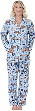 PajamaGram Boyfriend Pet Lover Flannel Pajamas For Women