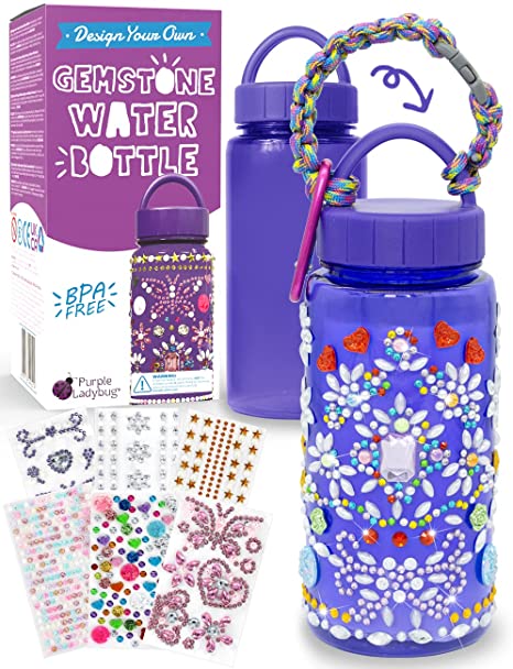 Purple Ladybug Gemstone Water Bottle Gift For 9-Year-Old Girls